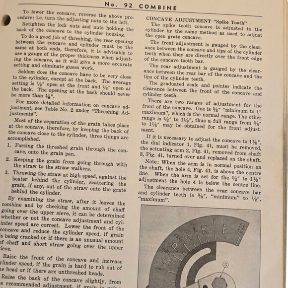 Vintage Massey Harris No 92 Combine Owners Manual 1963 Agricultural Repair Guide - Picture 11 of 16